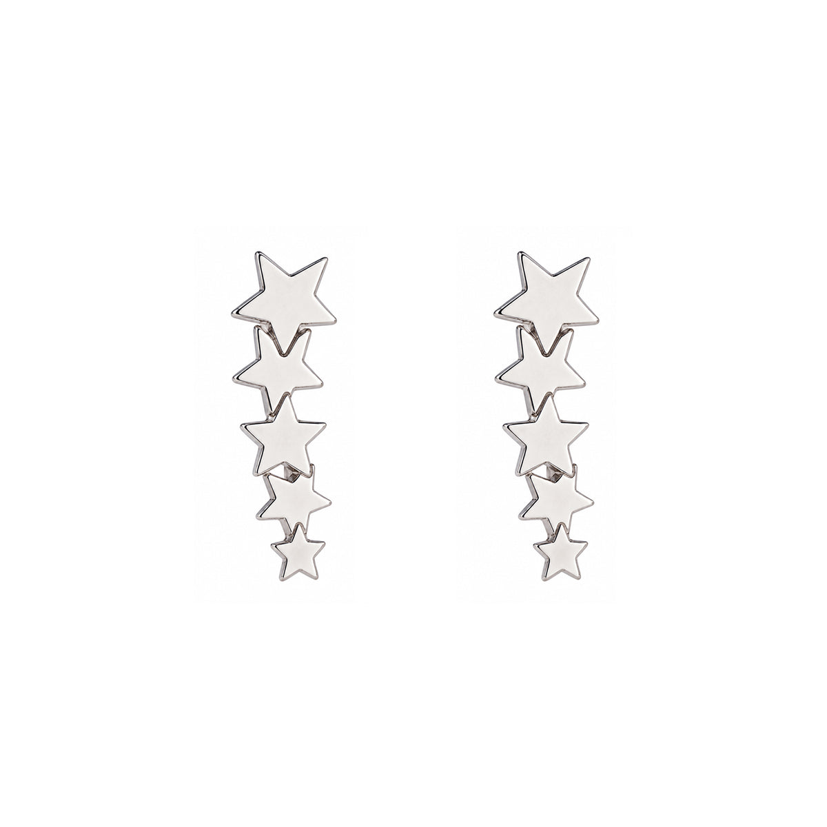 Cercei lungi Falling Stars Argint 925 cu cinci stelute de dimensiuni descrescatoare, dispuse vertical, finisaj argintiu lucios - MAISON Stéphanie