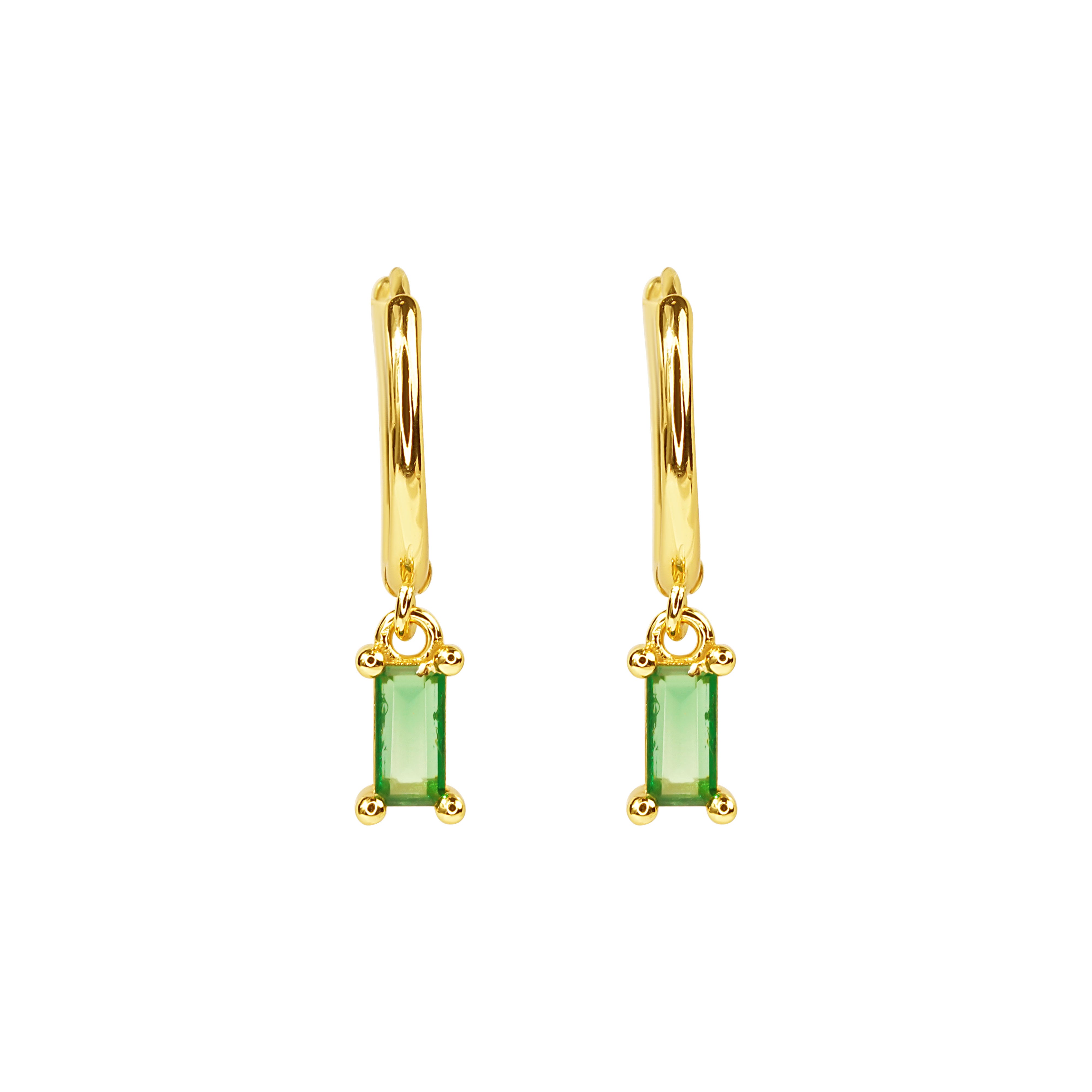 Cercei eleganți din argint placat cu aur 18K, cu zirconiu verde — un accesoriu fresh și un cadou feminin pentru iubitoarele de bijuterii fine Maison La Stéphanie.