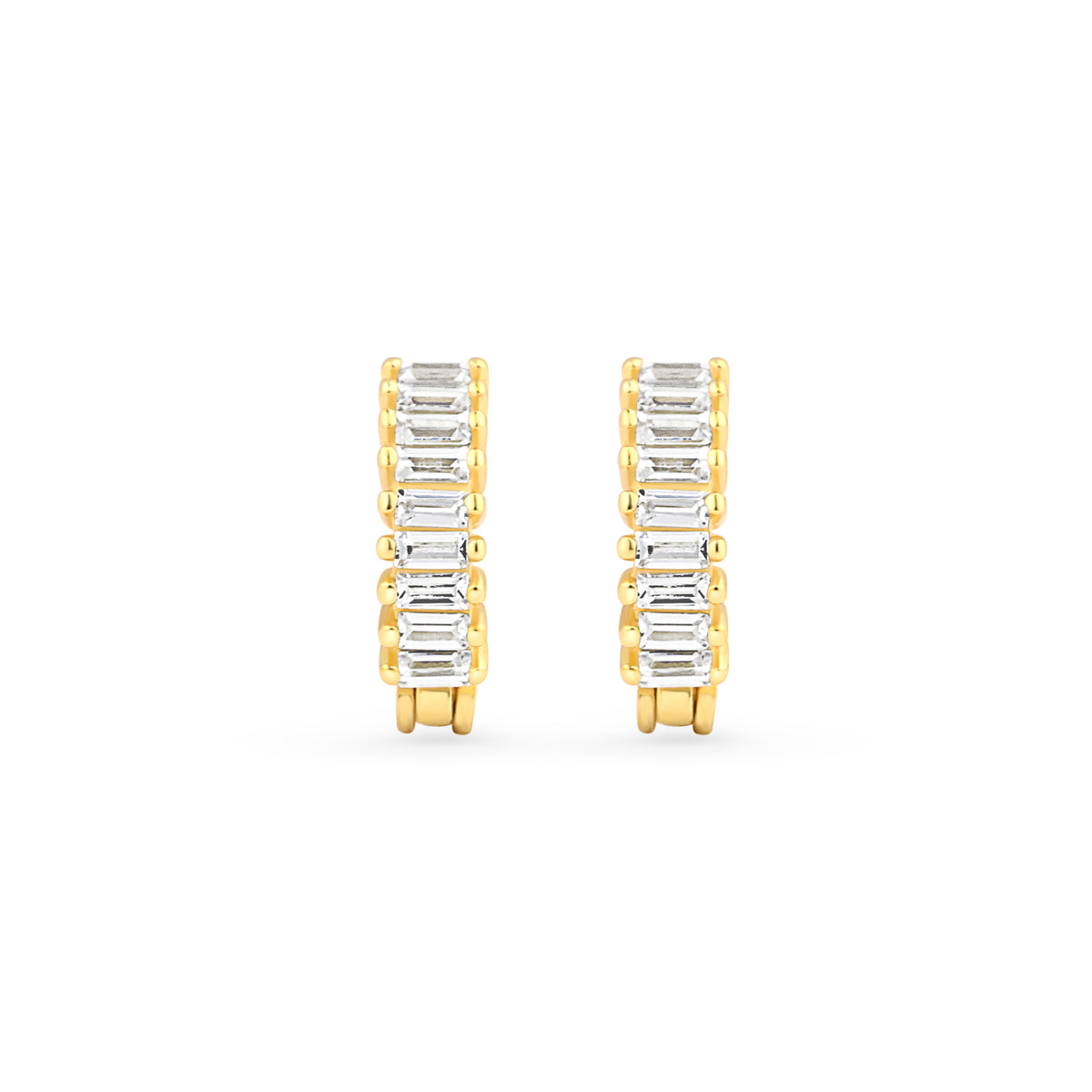Cercei hoops din argint 925 placat cu aur 18K și zirconia albă, bijuterie elegantă și cadou ideal pentru femei, marca Maison La Stéphanie.