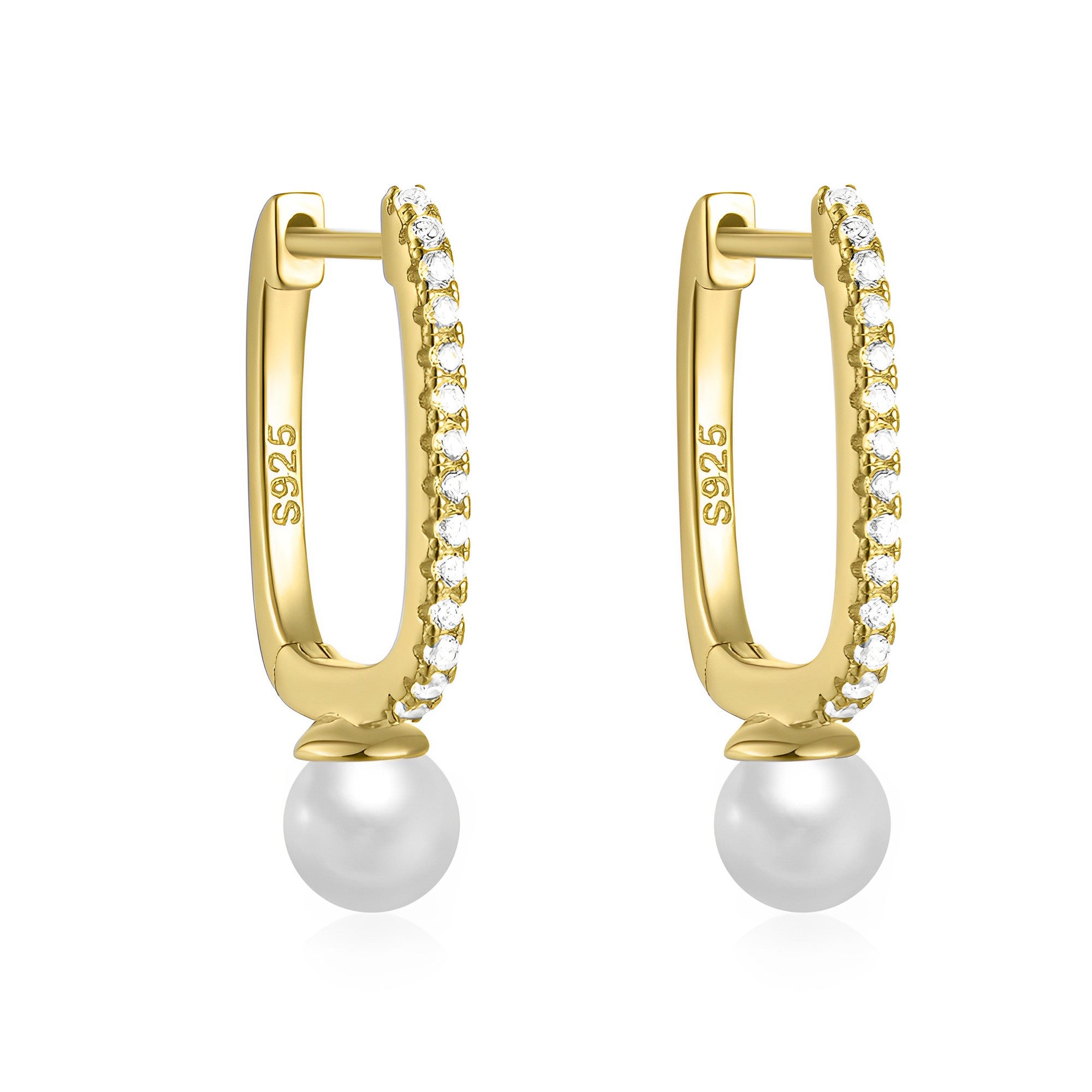 Cercei Pearls&Crystals, argint placat cu aur Maison la Stephanie