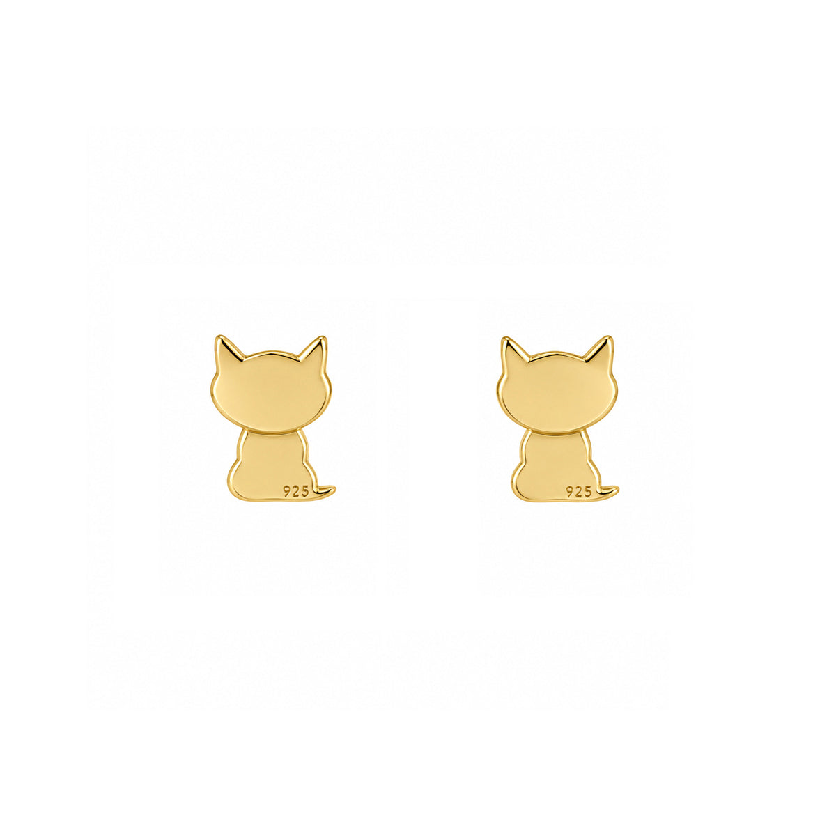 Cercei Petit Chat Argint 925 placat cu Aur 18K in forma de pisicuta cu urechi ascutite si codita, Black Friday MAISON La Stéphanie