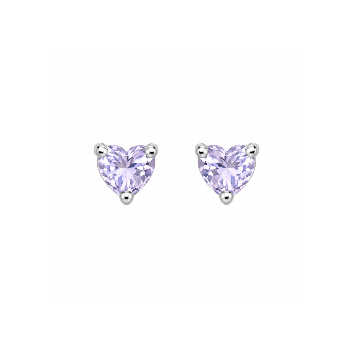 Cercei Petit Heart Lilac Argint 925 cu piatra lila in forma de inima, Maison La Stéphanie