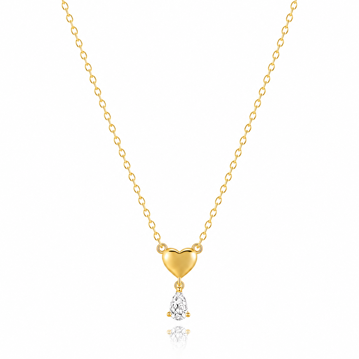 Colier Argint 925 Placat cu Aur Golden Heart Drop | Maison La Stéphanie