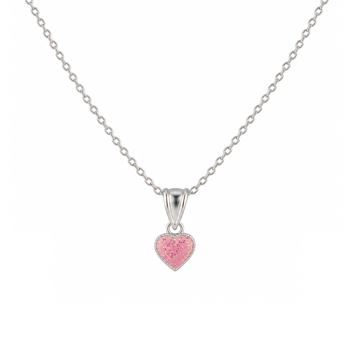 Colier Pink Wish Argint 925 pentru fetite cu pandantiv inima roz sclipitoare si lant delicat, Black Friday MAISON La Stéphanie