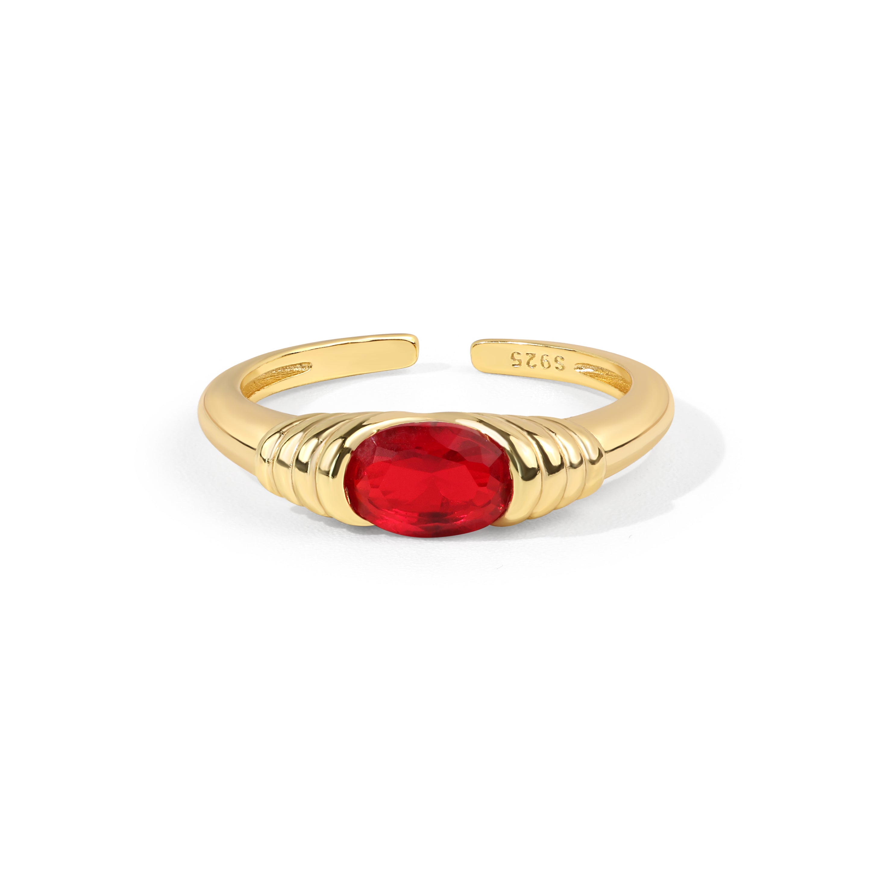 Inel Burgundy Dreamstone din argint 925 placat cu aur 18K – bijuterie elegantă Maison La Stéphanie cu piatră burgundy și design reglabil.
