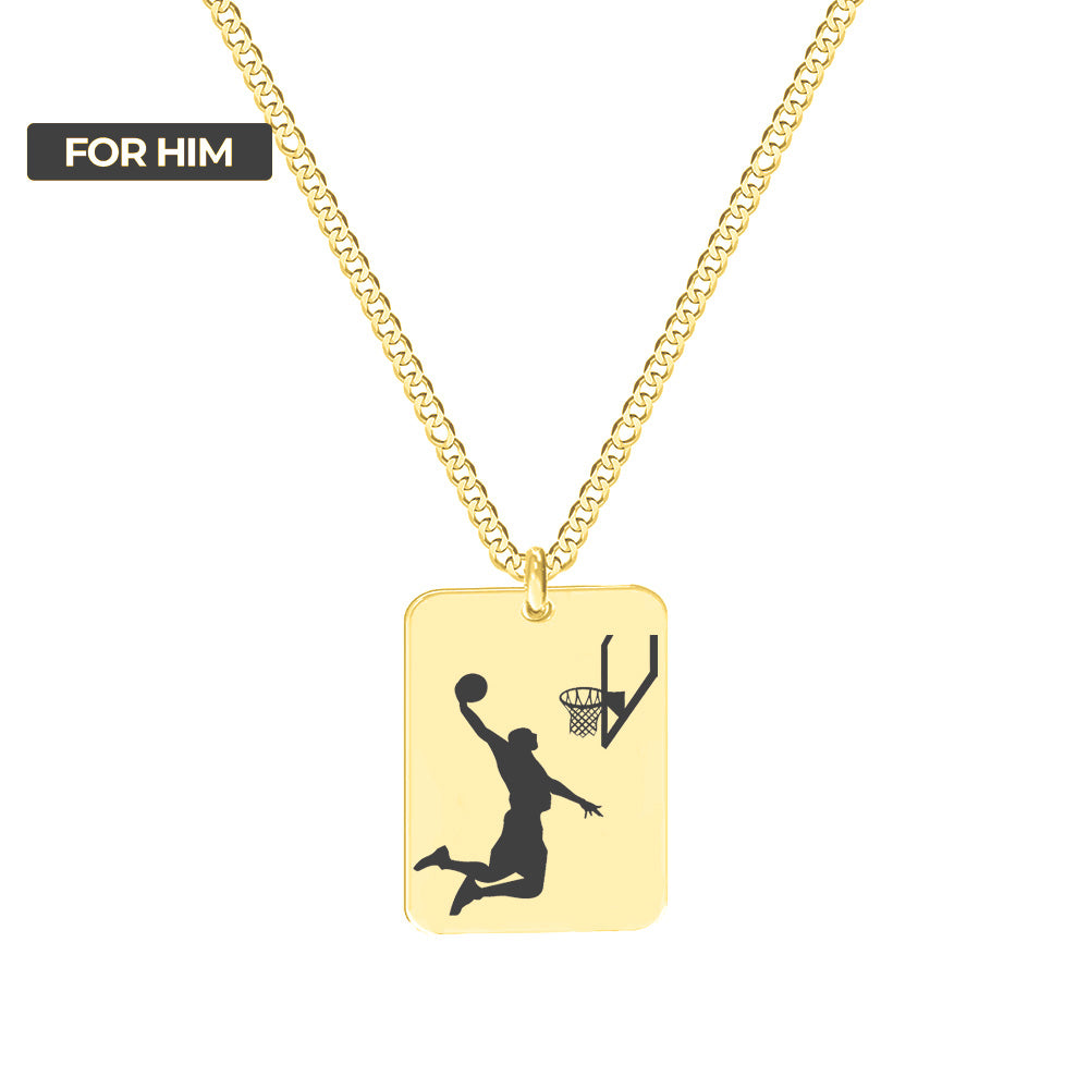 Lanț bărbați Baschet din argint 925 placat cu aur – cadoul perfect pentru un pasionat de sport.