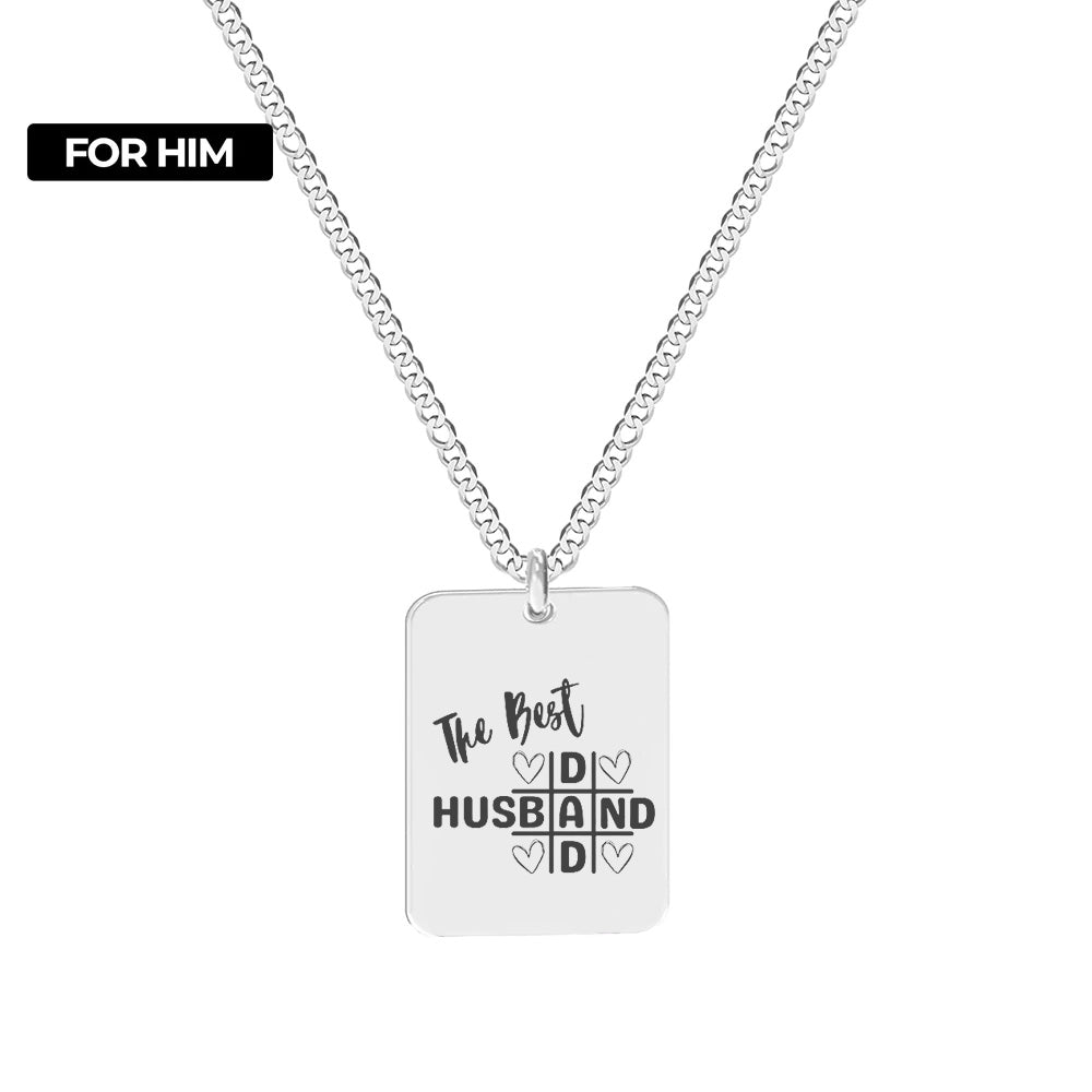 Lanț bărbați The Best Husband & Dad din argint 925 – bijuterie simbol pentru familie și iubire.
