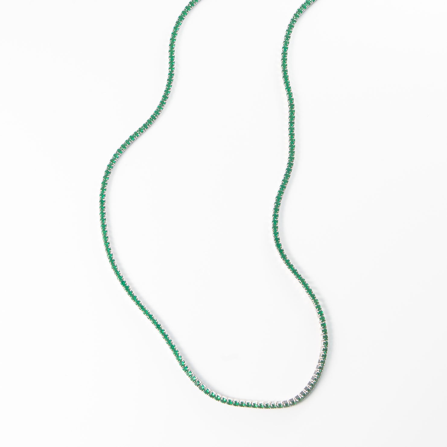 Lănțișor tennis elegant din argint 925 rodiat cu zirconia cubic verde vintage. Bijuterie sofisticată Maison La Stéphanie, ideală pentru cadou sau ocazii speciale.