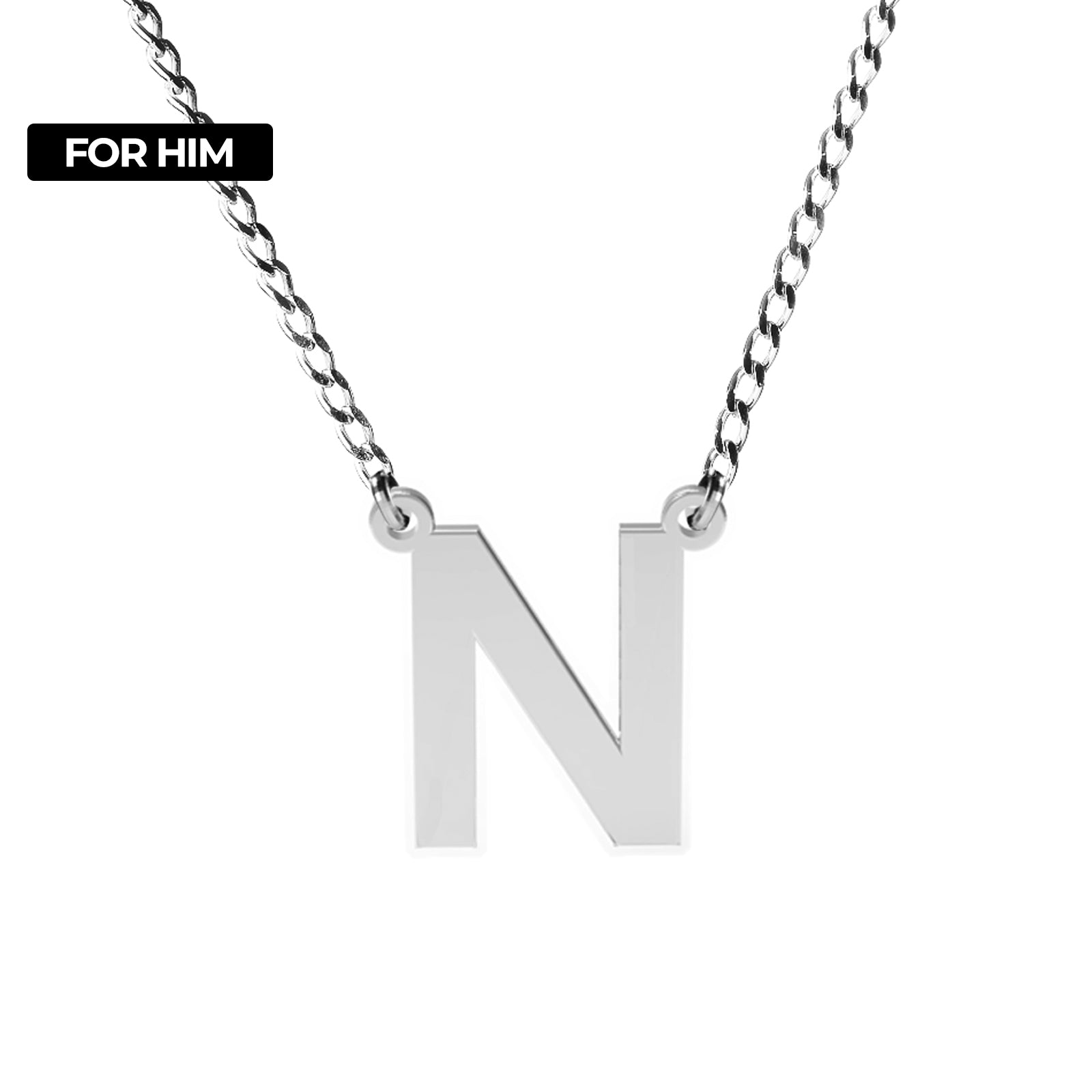 Lănțișor bărbătesc din argint 925 cu inițială personalizată – cadou elegant pentru el, perfect pentru aniversări, ziua de naștere sau Crăciun. Maison La Stéphanie.