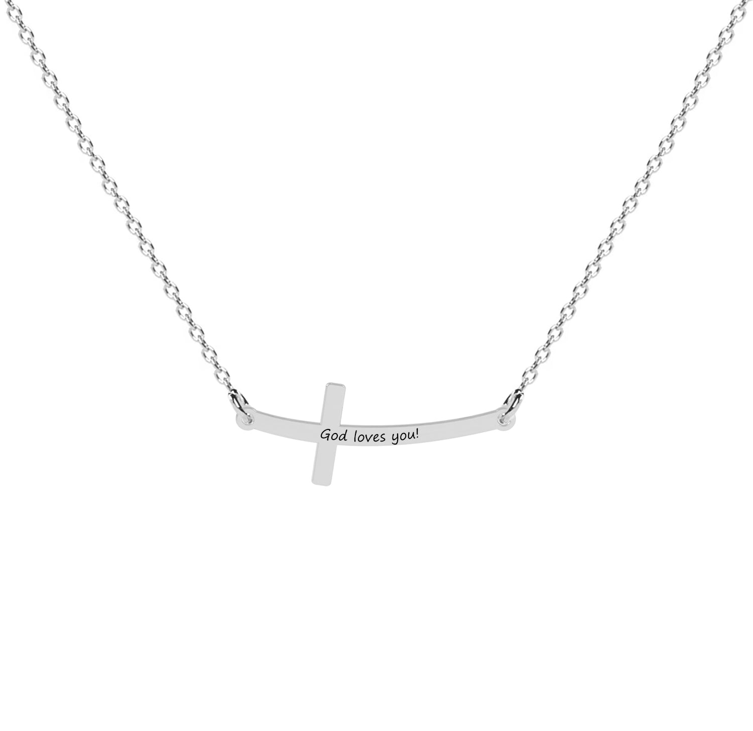 Lantisor cruce personalizabila din argint 925 gravat cu text – Maison La Stephanie