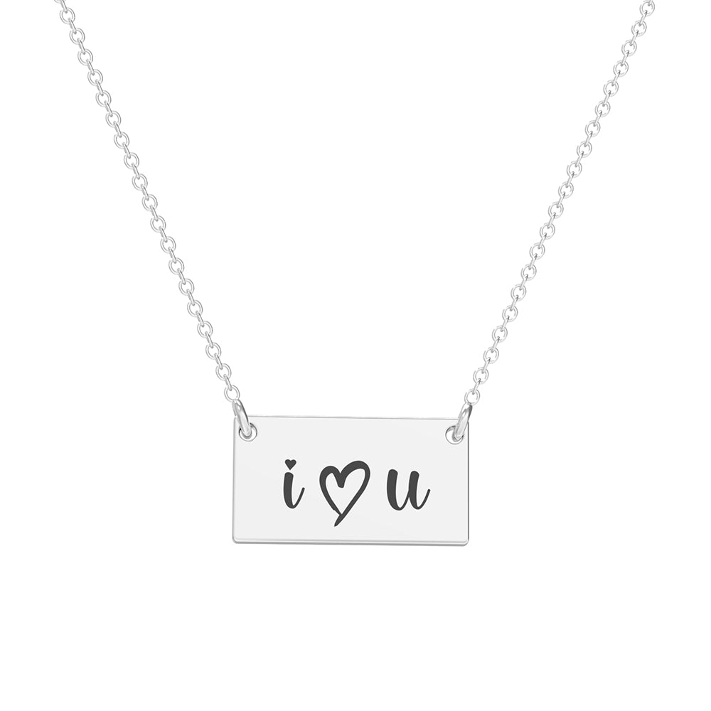lantisor din argint cu placuta gravata I love u