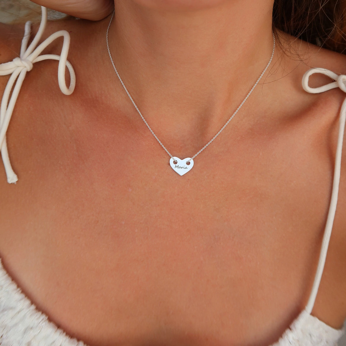 Lantisor din argint 925 cu pandantiv inima personalizabila, gravura la alegere – Maison La Stephanie