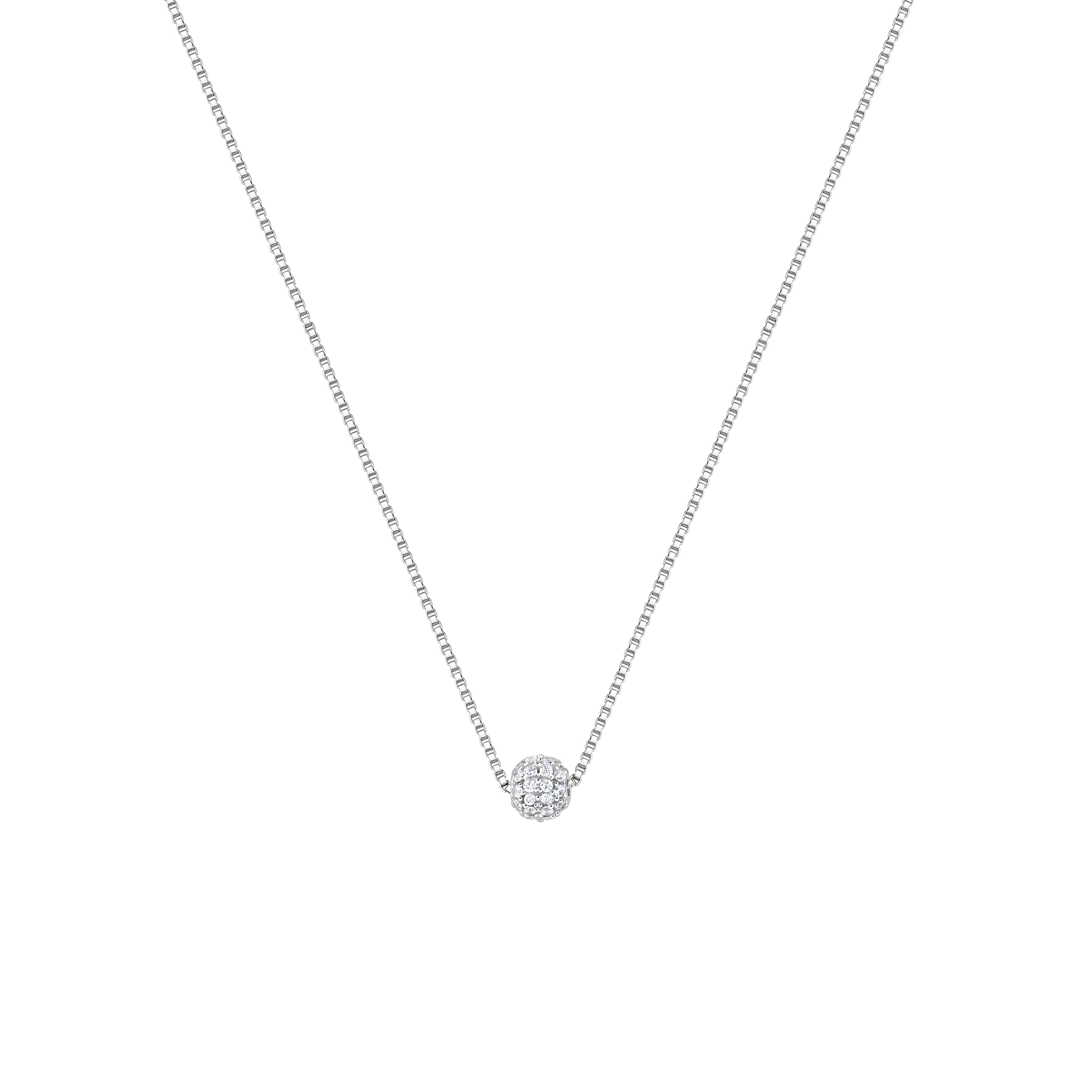 lantisor argint 925 cu pandantiv sfera pavata cu zirconii maison stephanie