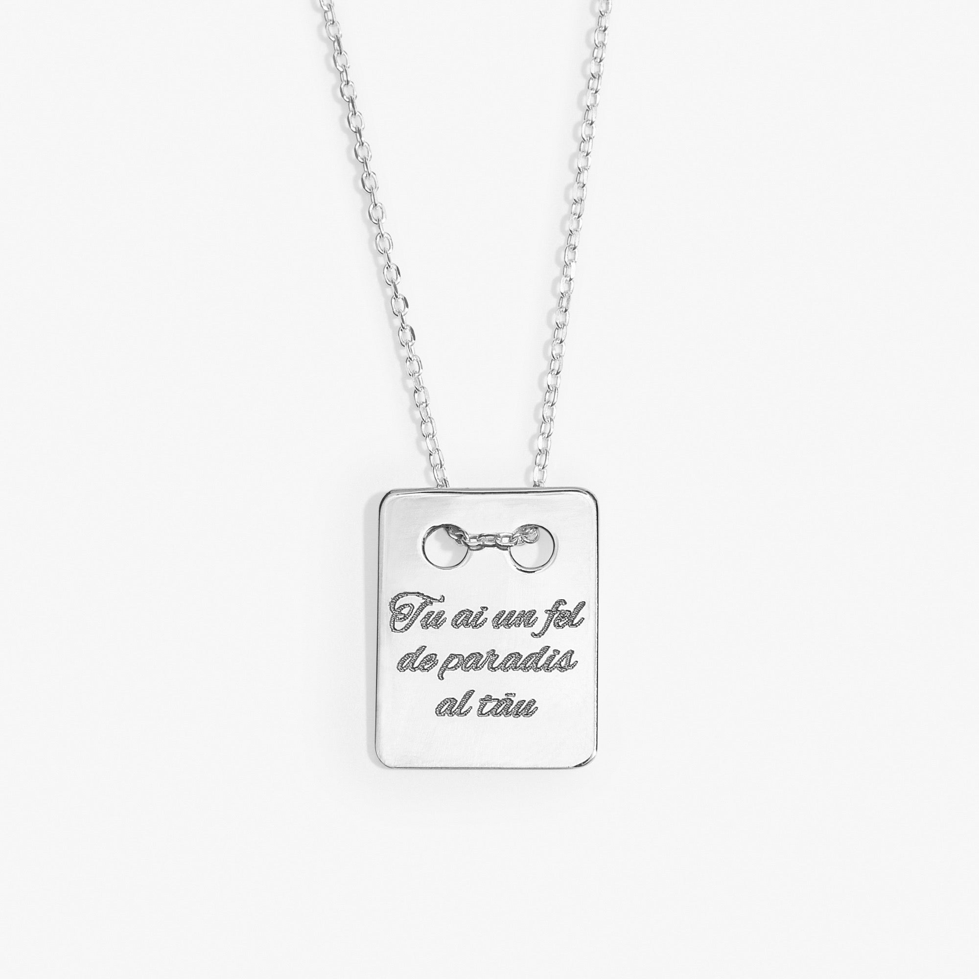 Lănțișor personalizat din argint 925 cu pandantiv 13×17 mm – bijuterie gravabilă Maison La Stéphanie, ideală pentru cadouri cu mesaj personal sau amintiri simbolice.