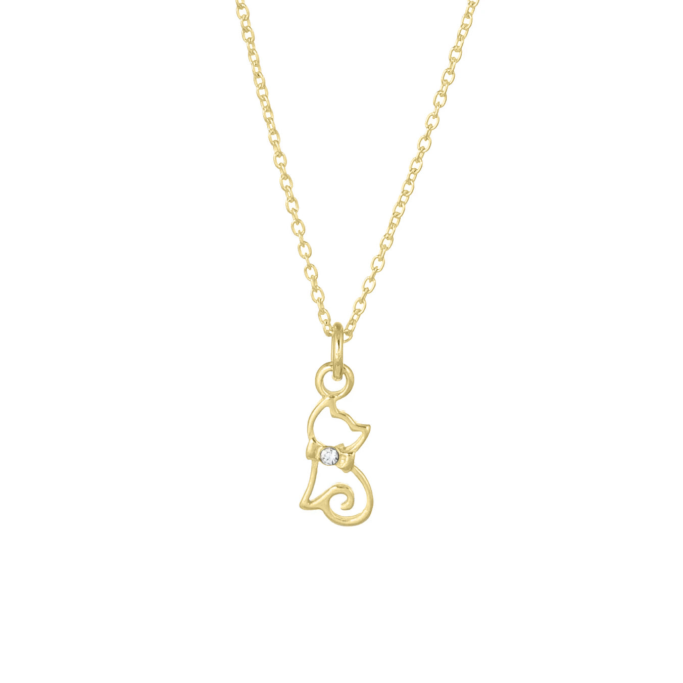 Lănțișor Cat din argint 925 placat cu aur 18K – bijuterie delicată cu pandantiv pisicuță și cristal Swarovski, ideală ca dar elegant pentru fete și iubitoarele de animale. Maison La Stéphanie.