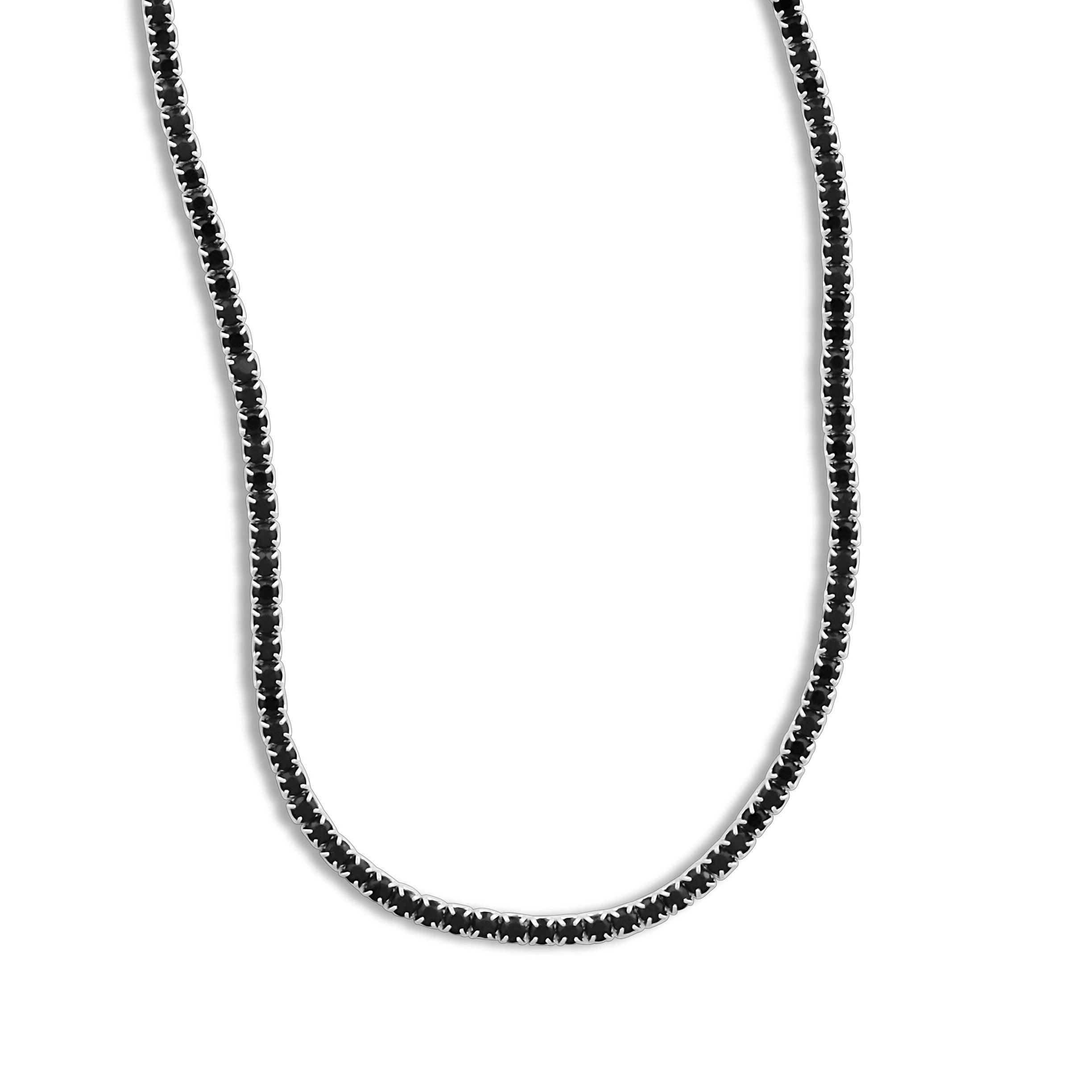 Lănțișor tennis din argint 925 cu zirconia neagră – bijuterie elegantă și cadou ideal pentru femei, disponibilă la Maison La Stéphanie.