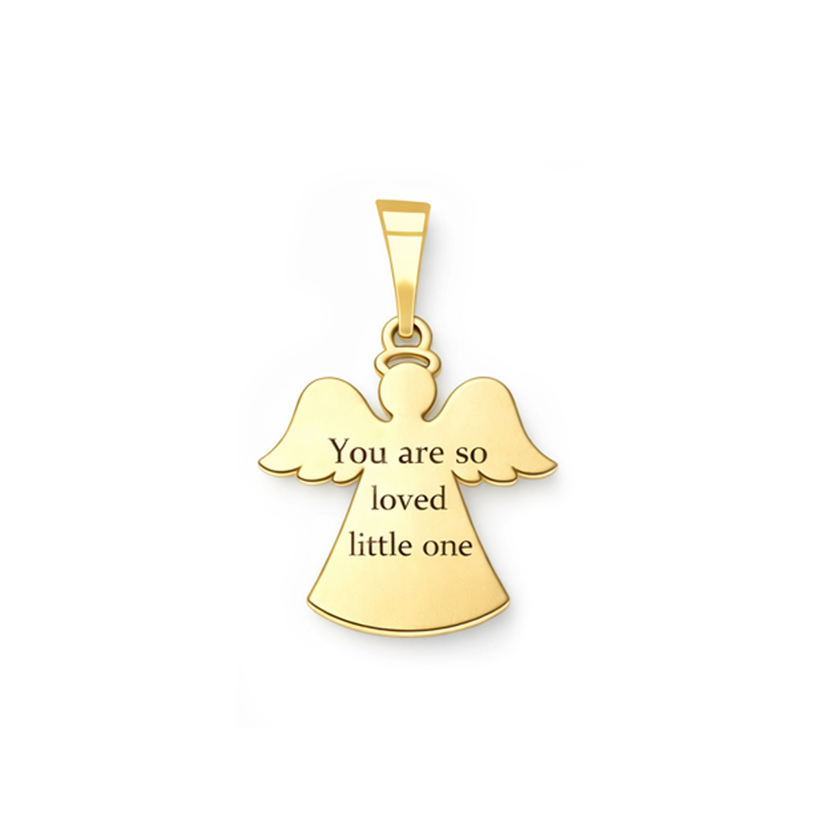 Martisor din argint 925 placat cu aur cu pandantiv ingeras personalizat cu mesaj