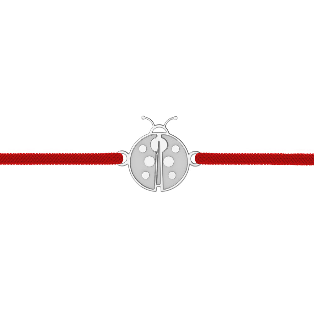 Brățară din argint 925 cu gărgăriță pe șnur roșu – aduce noroc și bucurie. Ideală pentru 1 Martie, 8 Martie și cadouri corporate elegante.