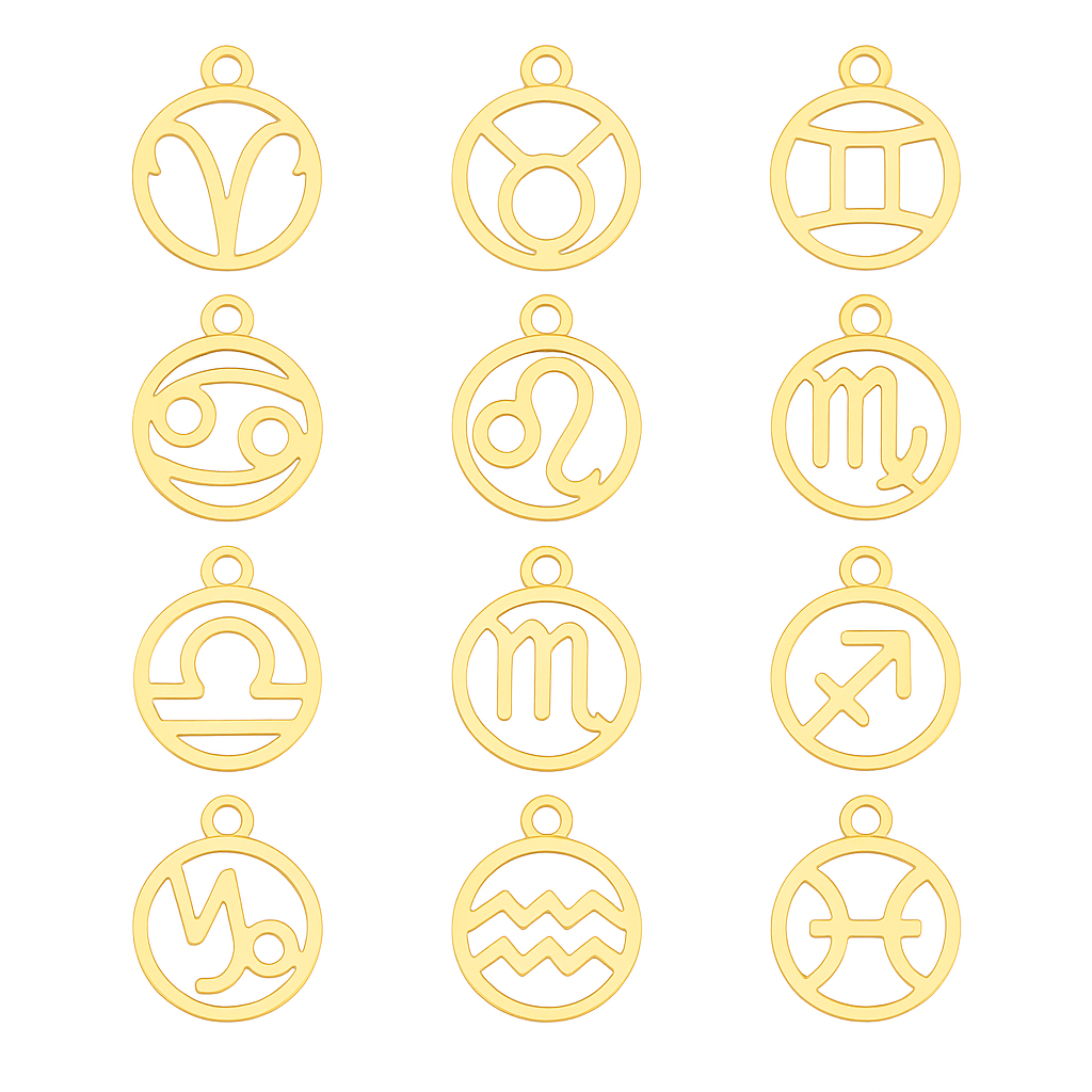 medalion din aur cu toate semnele zodiacale