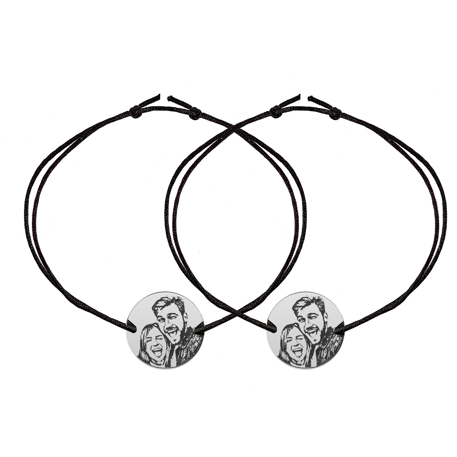 Set 2 brățări personalizate cu fotogravură pe bănuț din argint 925 – bestseller Maison La Stéphanie, ideal pentru cadouri de Crăciun, Valentine’s Day, aniversări sau 8 Martie. Cadoul perfect pentru familie, iubit sau iubită.