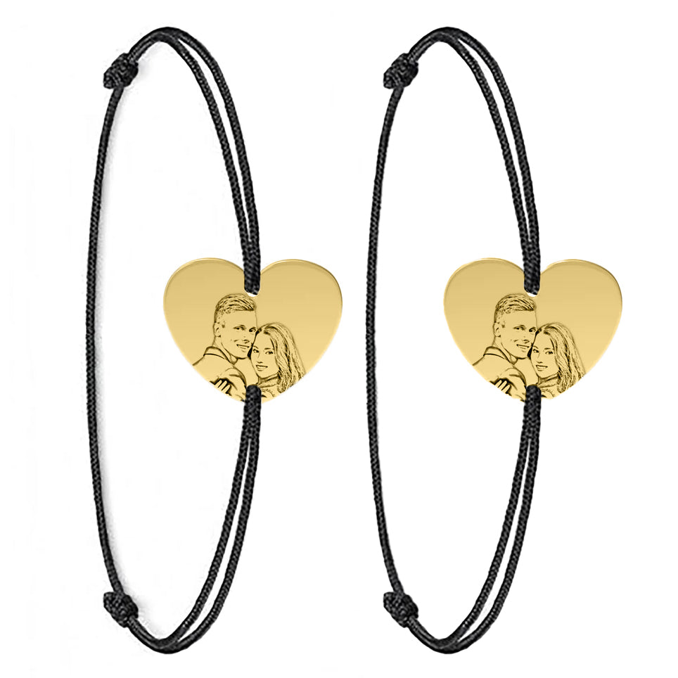 set 2 bratari pe snur din argint placate cu aur personalizate prin fotogravura poza