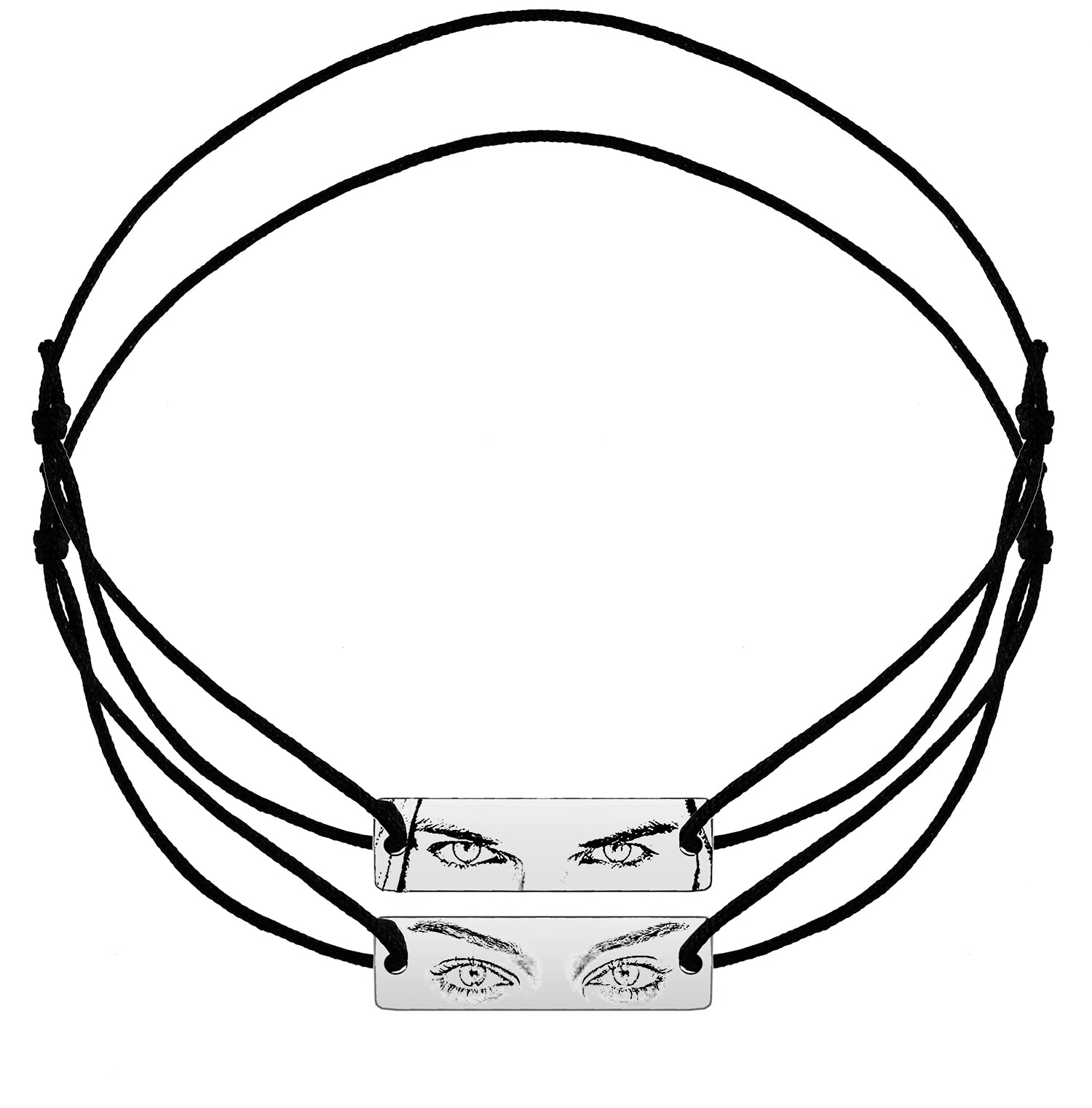 Set de 2 brățări Eyes of Love din argint 925, personalizate cu fotogravură ochi – bijuterii simbolice de cuplu, ideale pentru aniversări sau Valentine’s Day, create de Maison La Stéphanie.