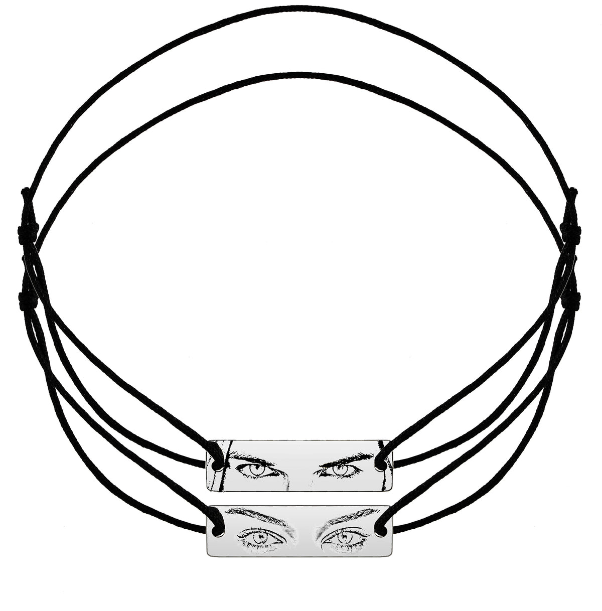 Set de 2 brățări Eyes of Love din argint 925, personalizate cu fotogravură ochi – bijuterii simbolice de cuplu, ideale pentru aniversări sau Valentine’s Day, create de Maison La Stéphanie.