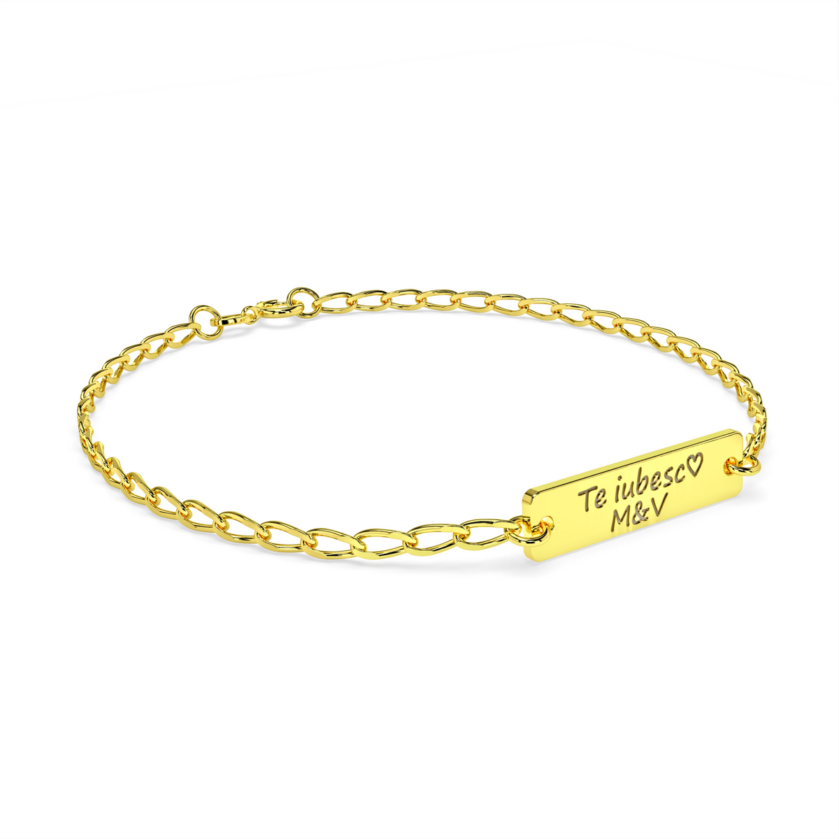 Brățară pentru bărbați din argint 925 placat cu aur 18K, personalizată prin gravură – un cadou elegant pentru iubit, soț sau tată. Bijuterie masculină Maison La Stéphanie, realizată cu atenție la detalii și stil atemporal.