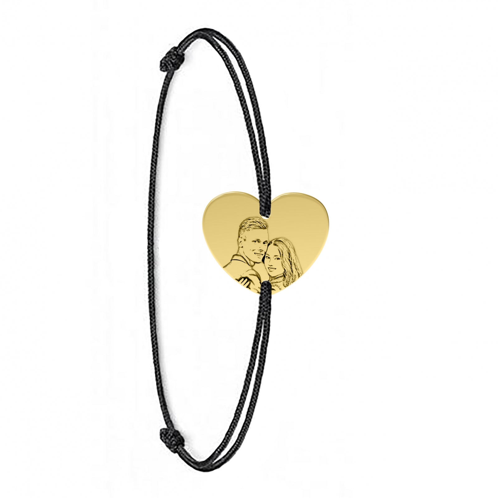 Brățară personalizată cu fotogravură pe inimioară din argint 925 placat cu aur 18K – cadou elegant și emoțional, perfect pentru orice ocazie specială.