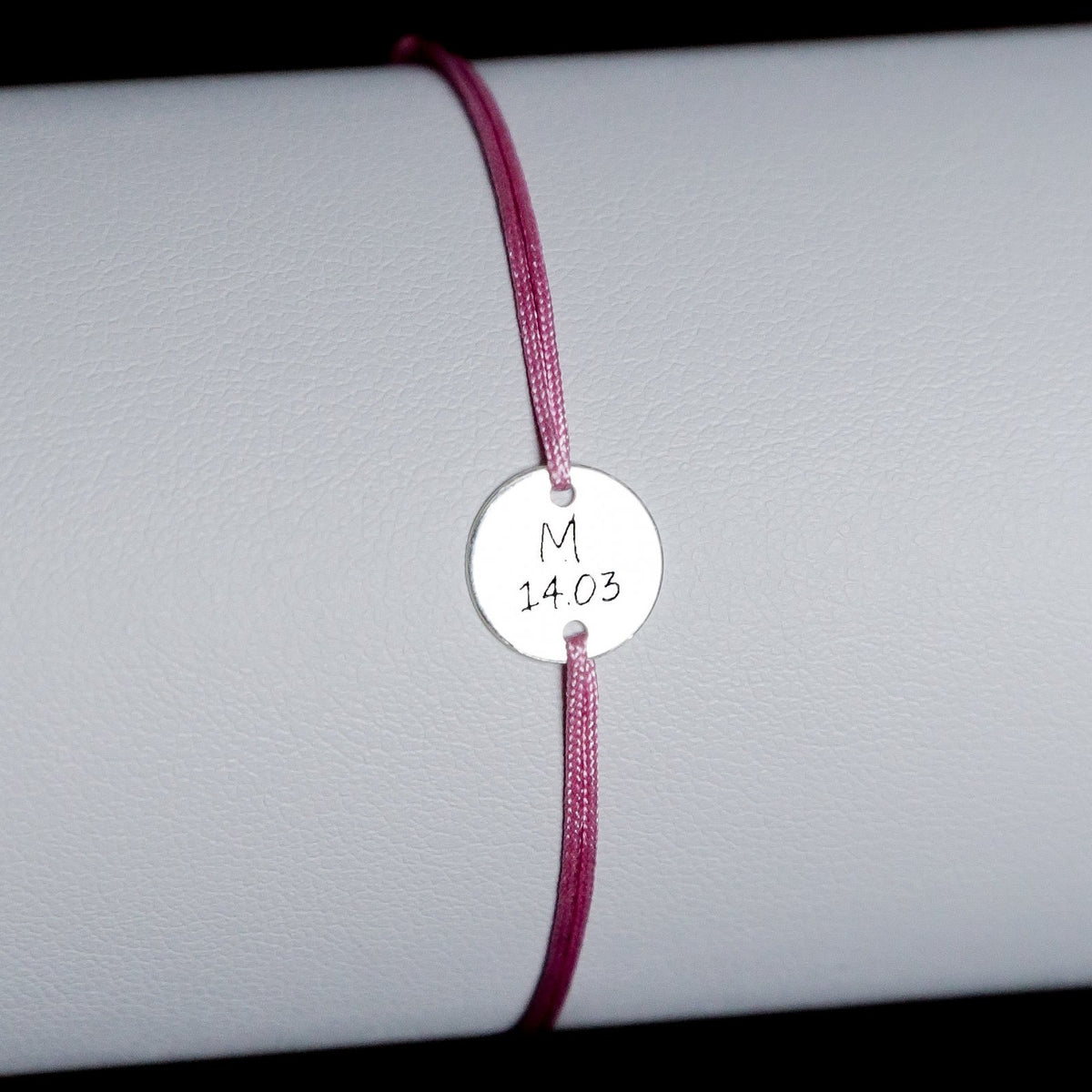 brățară personalizată bănuț argint 925, șnur reglabil, Maison La Stéphanie