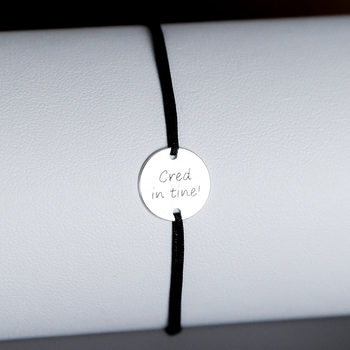 brățară personalizată bănuț 12 mm argint 925 pe șnur reglabil Maison La Stéphanie cadouri personalizate corporale