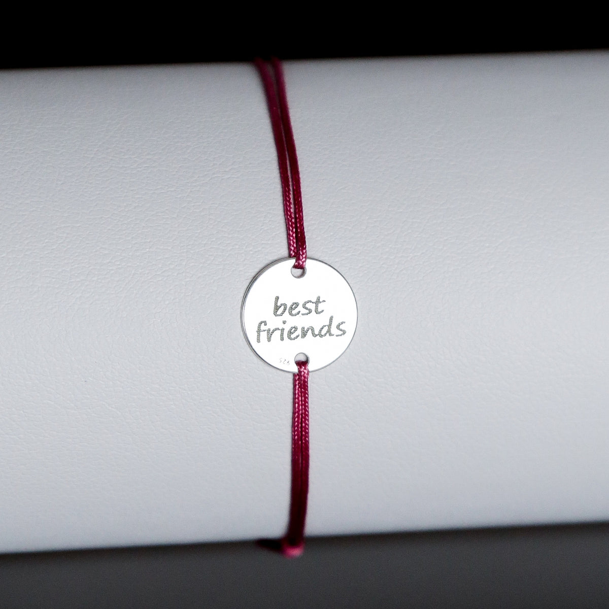 brățară personalizată bănuț 12 mm argint 925 pe șnur reglabil Maison La Stéphanie prietenie