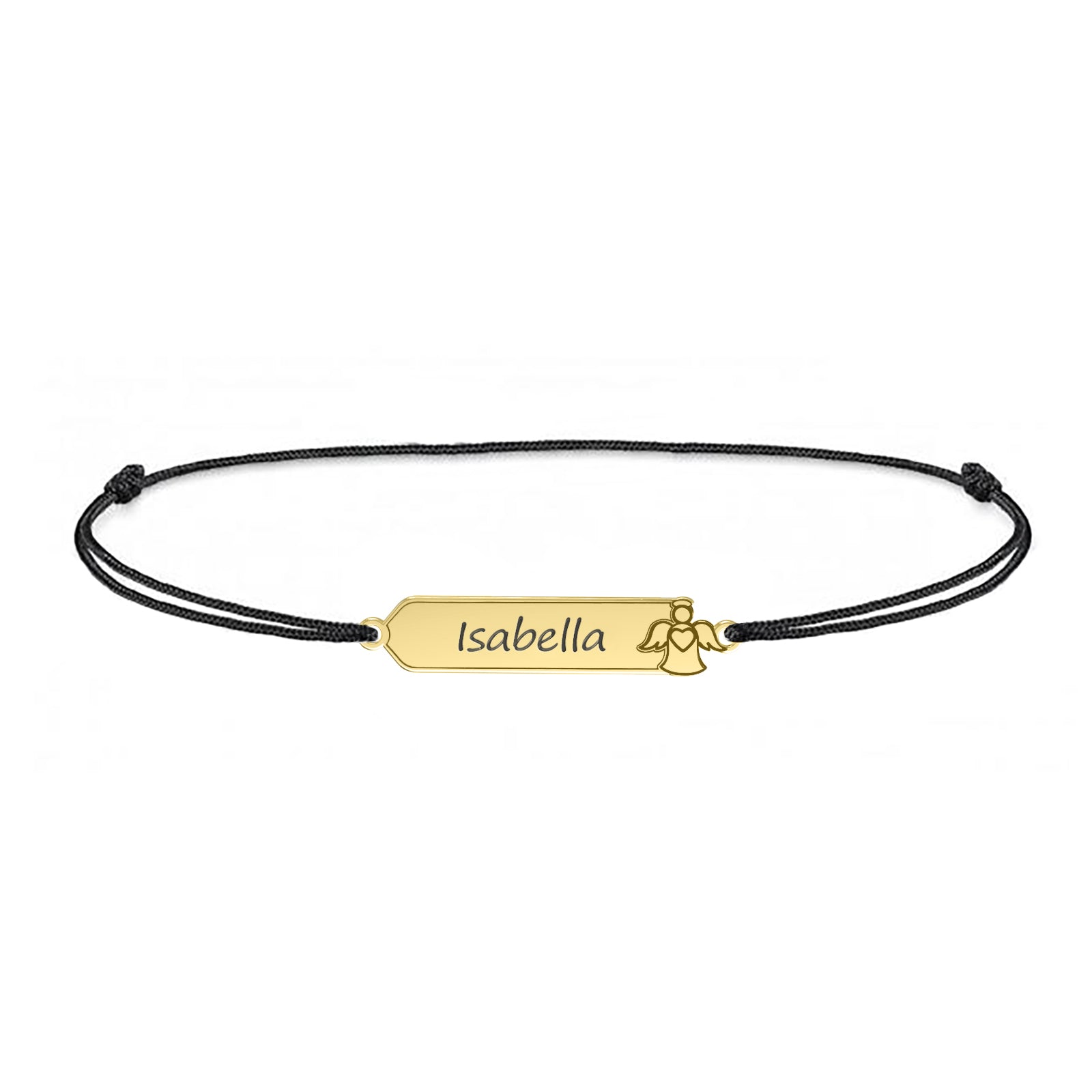 Brățară personalizată copii din argint 925 placat cu aur de 18K – model Angel cu îngeraș, gravabilă cu nume sau dată. Ideală pentru botez, naștere sau aniversare. Cadou elegant Maison La Stéphanie.