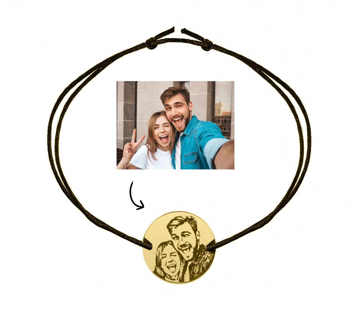 Brățară fotogravură din argint 925 placat cu aur 18K – personalizează cu poza ta. Cadou elegant și emoționant pentru femei, bărbați sau cupluri.