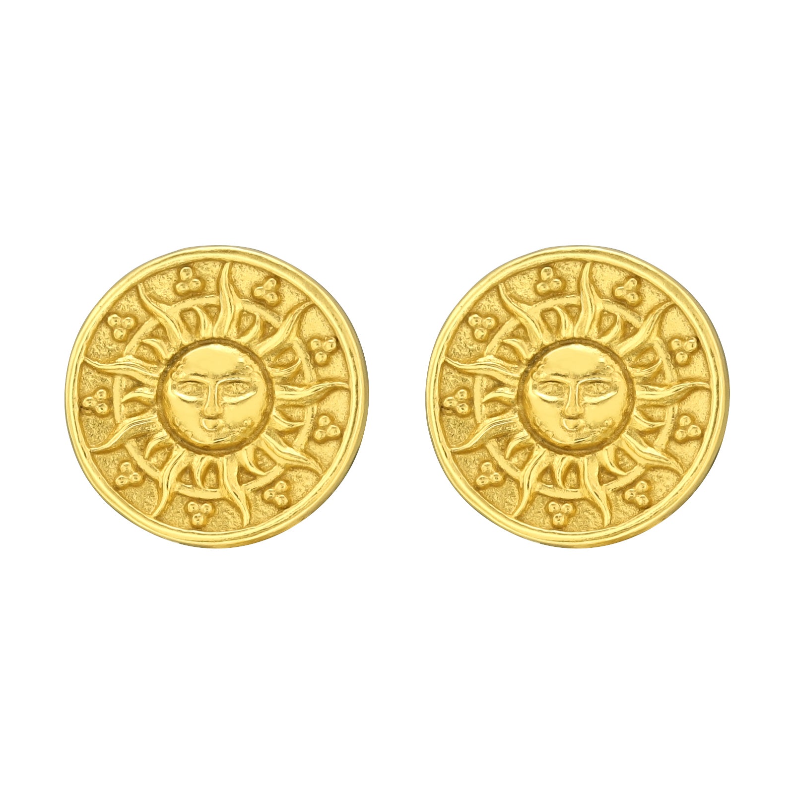 Cercei Mystic Sun din argint 925 placat cu aur 14K – bijuterii solare cu simbol mistic, perfecte pentru cadouri rafinate de Crăciun, vară sau aniversare.
