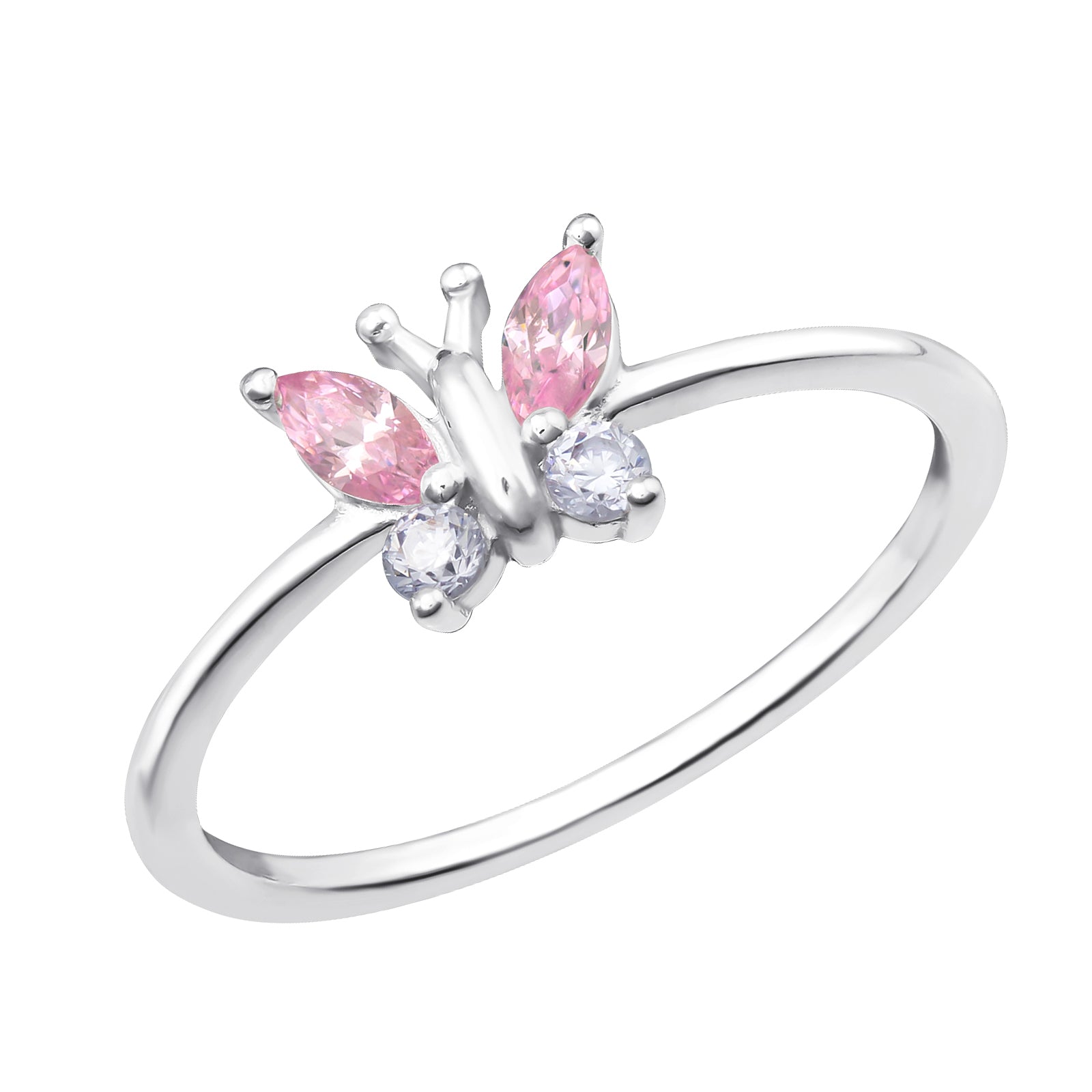 Inel fluture din argint 925 cu pietre zirconia roz – bijuterie elegantă Maison La Stéphanie, perfectă pentru femei delicate, cadou ideal pentru iubită sau fiică.