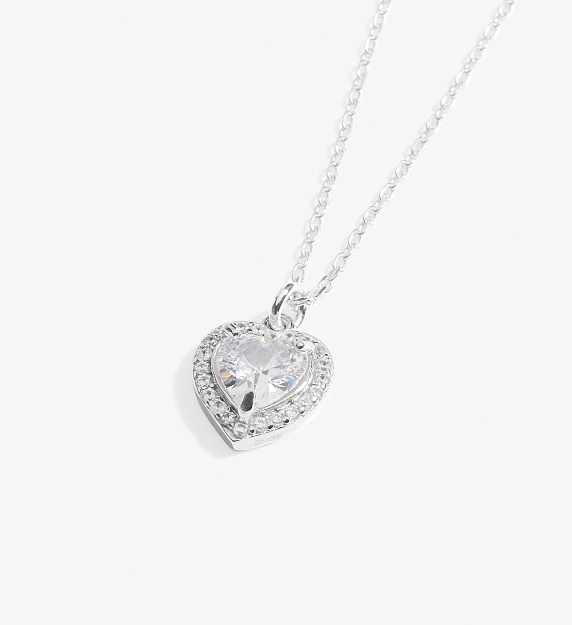 SILVER 925 NECKLACE DIAMOND HEART
