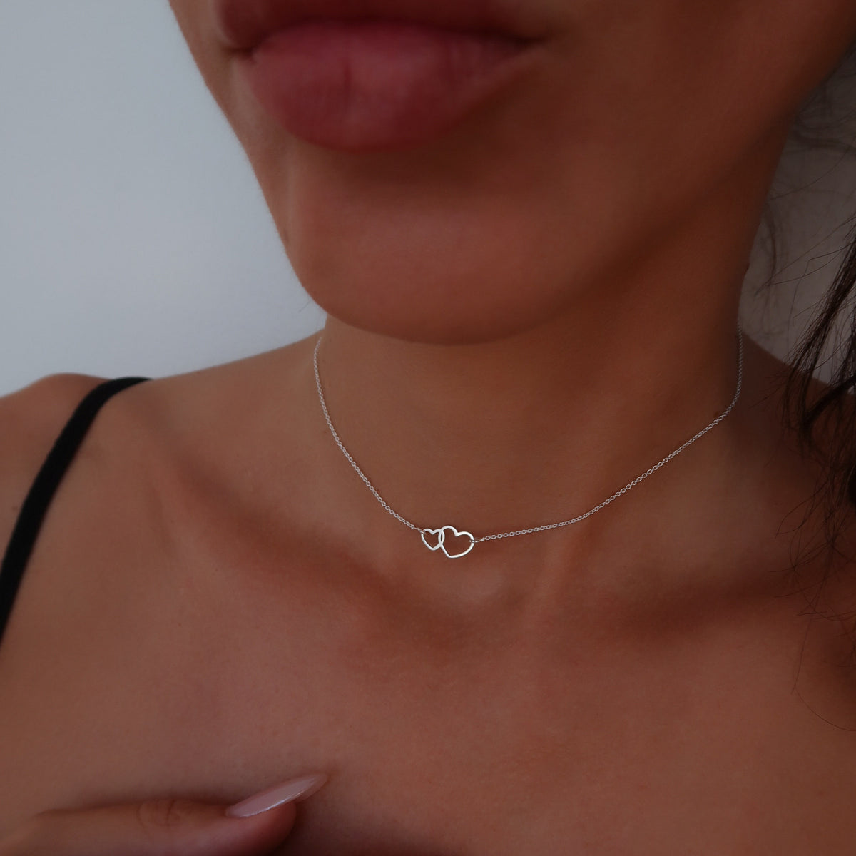 Lantisor din argint 925 cu pandantiv doua inimi unite Maison La Stephanie
