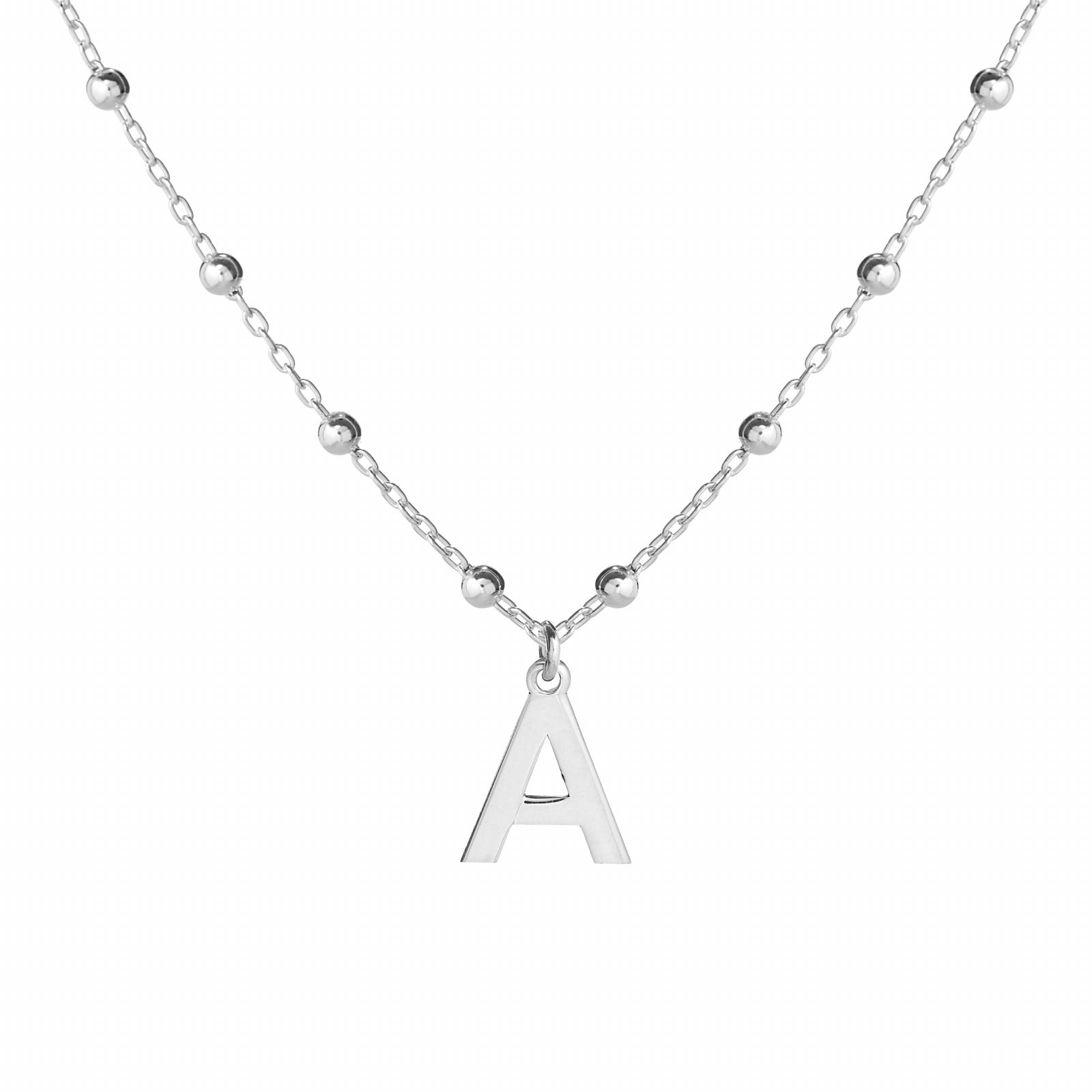 Lantisor cu bilute din argint 925 cu literă personalizată, ideal pentru cadou. Bijuterie rafinată Maison La Stéphanie – simbol al iubirii, eleganței și individualității.