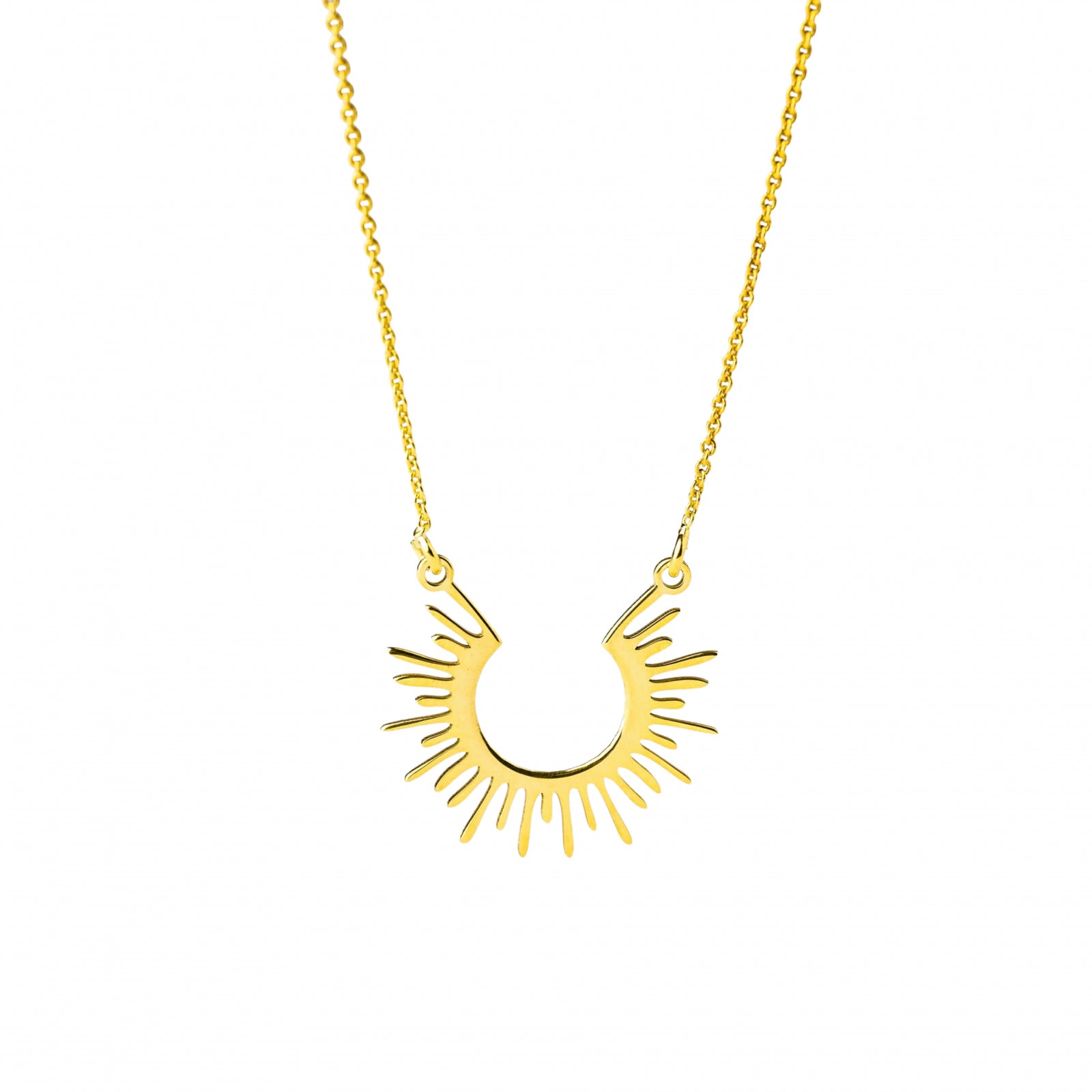 Lănțișor Aztec Sun din argint 925 placat cu aur de 18K – bijuterie Maison La Stéphanie cu simbol solar, rafinată și elegantă, perfectă pentru un look luminos și sofisticat.