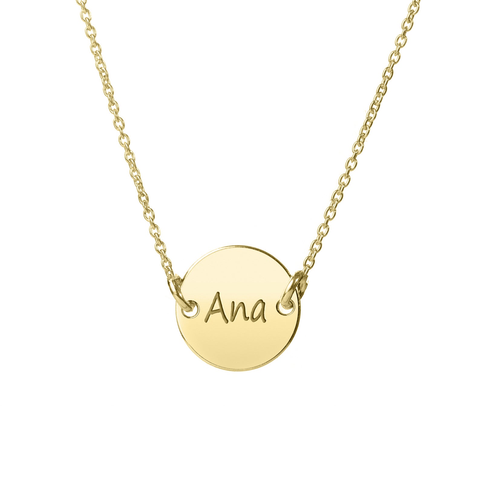 lantisor personalizat medalion 12mm argint placat cu aur Maison La Stephanie gravura text personalizat cadou mama prietena minimalist elegant