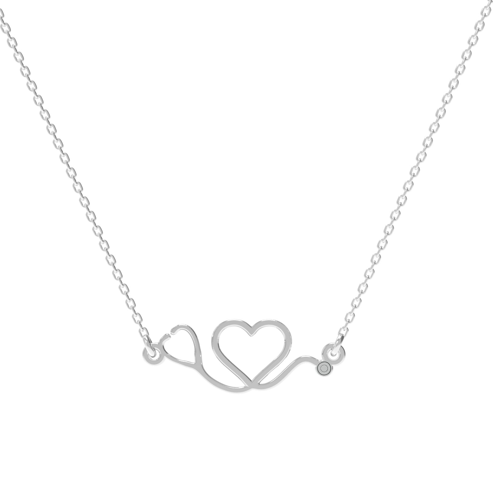 Lănțișor elegant din argint 925 cu pandantiv în formă de stetoscop și inimioară – bijuterie rafinată Maison La Stéphanie, ideală ca dar pentru medic, asistentă sau studentă la medicină. Cadou cu semnificație și emoție.