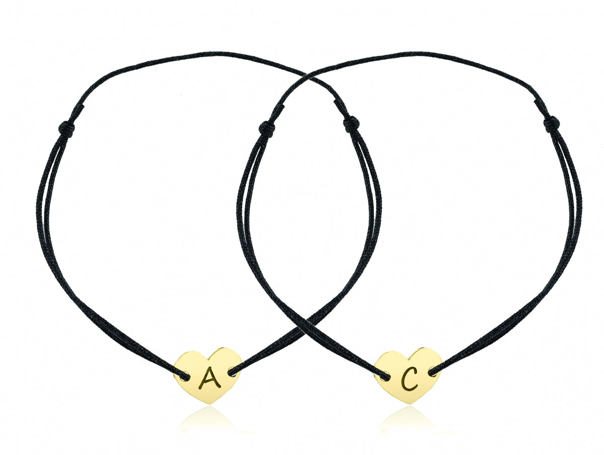 Set 2 brățări personalizate cu inimioară din argint 925 placat cu aur – cadoul ideal pentru cupluri, Valentine’s Day, aniversări sau Crăciun. Bestseller Maison La Stéphanie.