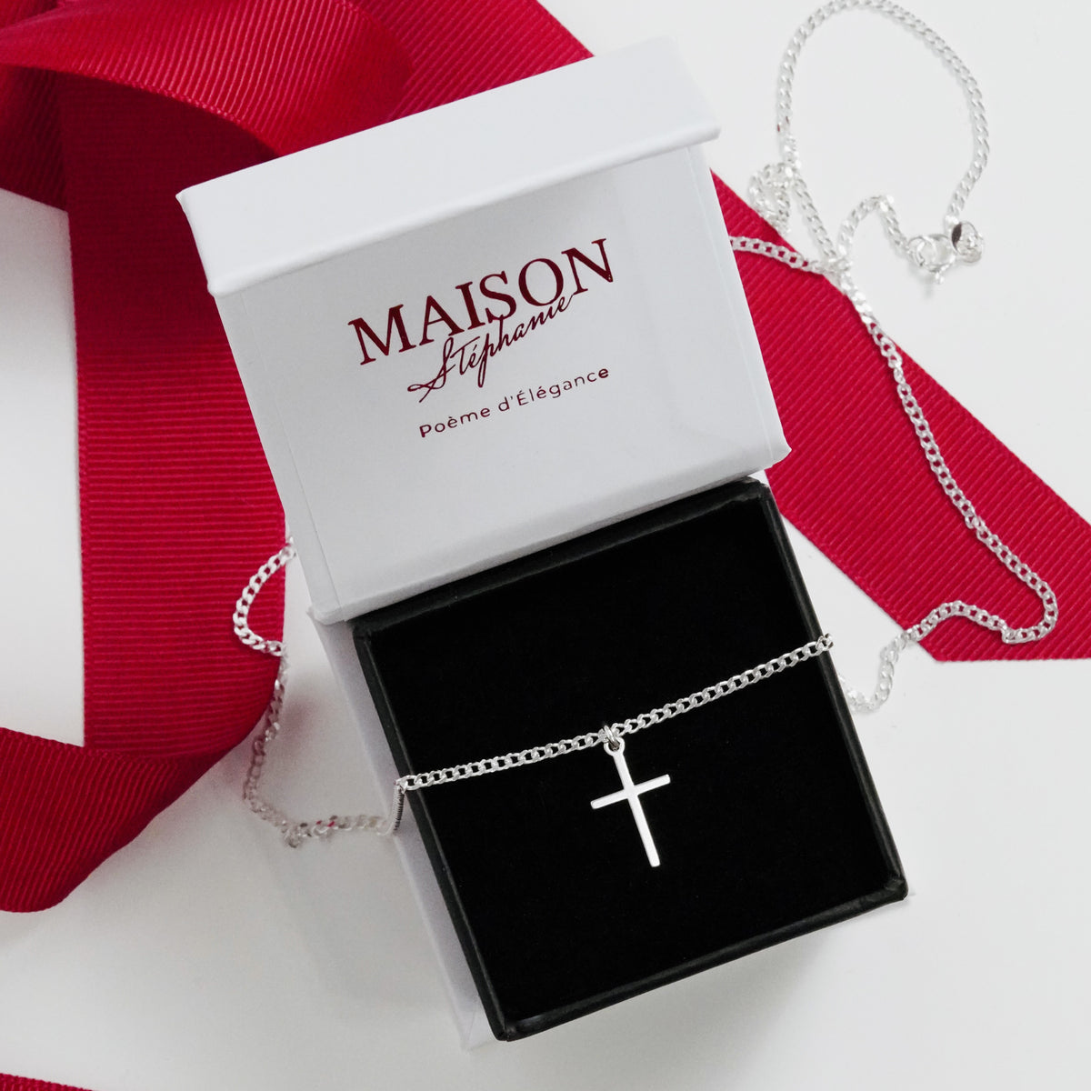 Small Cross Silver Pendant MEN NECKLACE- for him