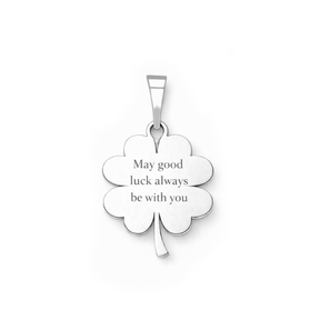 Martisor din argint 925 cu pandantiv trifoi personalizat cu mesaj,