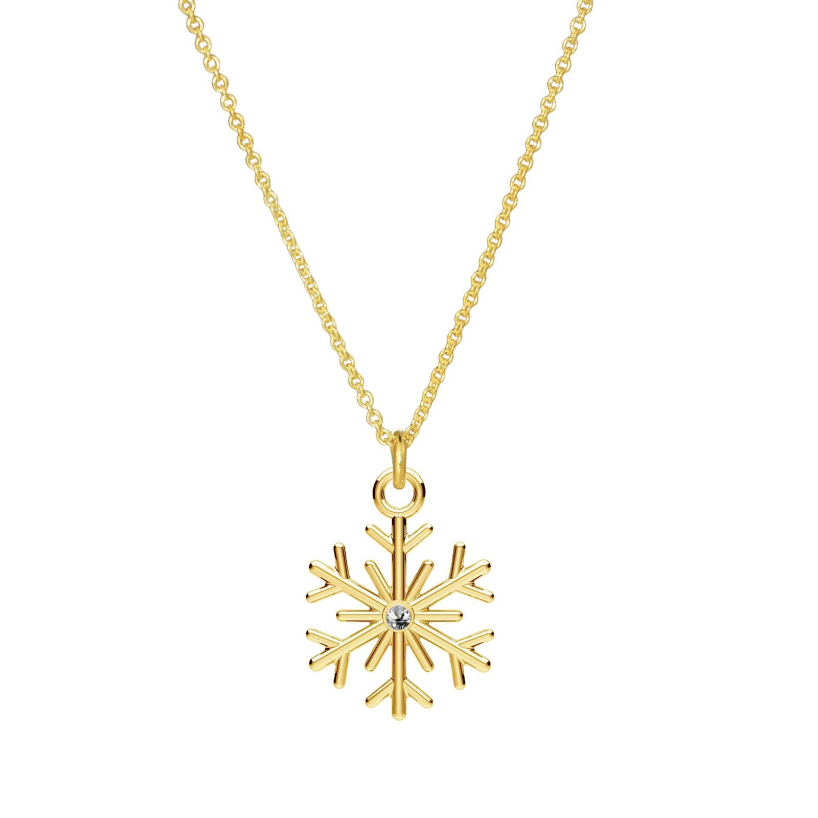 Winter Love Crystal Necklace, gold plated silver