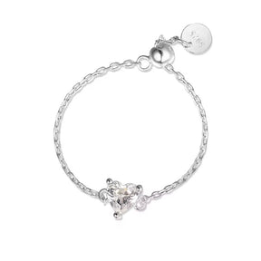 Inel reglabil din argint 925 cu zirconiu și inimă, placat cu rodiu – bijuterie elegantă și cadou ideal, Maison La Stéphanie.