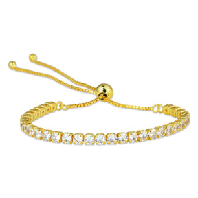 Brățară Tennis din argint 925 placat cu aur 18K, reglabilă, cu zirconia strălucitoare — eleganță clasică și rafinament modern.
