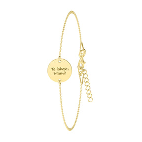 bratara argint placat cu aur cu banut personalizabil cu text mesaj sau simbolul dorit