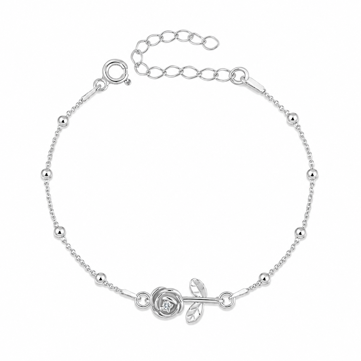 Brățară cu biluțe Bloom d’Or din argint 925, decorată cu floare delicată și zirconiu strălucitor. Bijuterie feminină și elegantă semnată MAISON Stéphanie, perfectă pentru cadouri speciale.